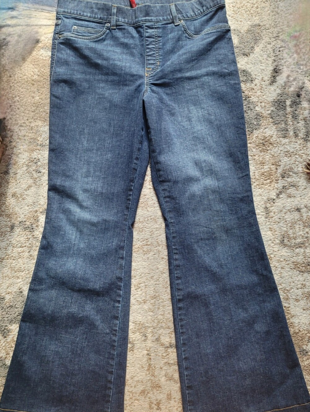 SPANX Blue Flare Jeans XL Petite – Stretch Pull-On Shaping Denim